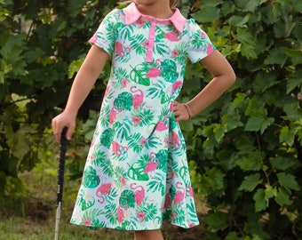 Trixie's Sporty Collar Top & Dress toddler girls sizes 2t-12. PDF sewing pattern with projector file.