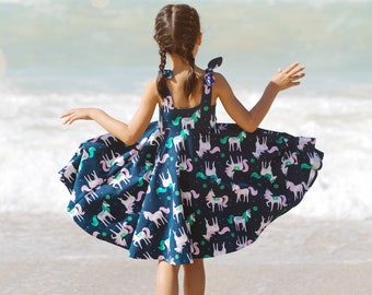 Lana’s Tie Strap Swing Top & Dress. PDF sewing patterns for girls sizes 2t-12