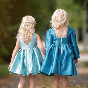 Hazel’s High Low Circle Skirt Zipper Dress. PDF sewing pattern for toddler girl sizes 2t - 12.