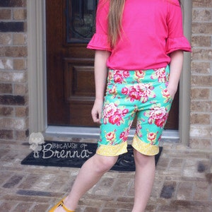 Emilya's Skinny Pants, Capris & Bermuda Shorts. PDF sewing pattern for toddler girl sizes 2t - 12.