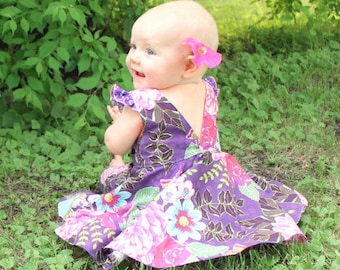 Baby Ayda's V Back Peplum Top & Dress. PDF sewing pattern for toddler girl sizes NB-24 months.