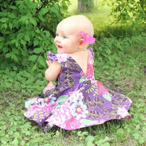 Baby Ayda's V Back Peplum Top & Dress. PDF sewing pattern for toddler girl sizes NB-24 months.