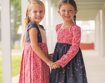 Ava's Pleated Top & Dress. PDF Sewing Patterns for girls sizes 2T-12.