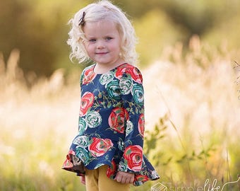 Georgia's High Low Peplum Top and Dress | PDF Sewing Pattern Toddle Girls Sizes  2T-12