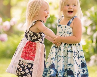 Laguna's Double Flutter Panel Pocket Dress. Downloadable PDF Sewing Pattern for Kids. Girls and Toddlers Sizes 2T-12
