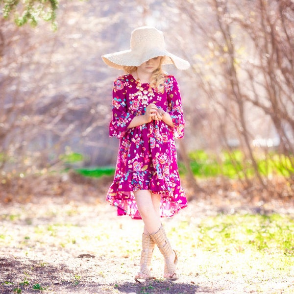 Patricia's Boho High Low Top & Dress. PDF sewing pattern for toddler girl sizes 2t - 12