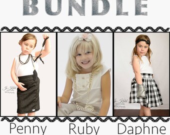 BUNDLE: 3 pack Penny, Ruby & Daphne. PDF sewing pattern for toddler girl sizes 2t - 12.