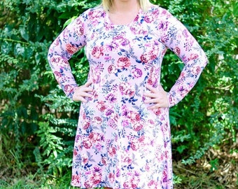 Women's Samantha Tunic top, mini dress & Dress sizes 00-20. PDF sewing pattern with projector file