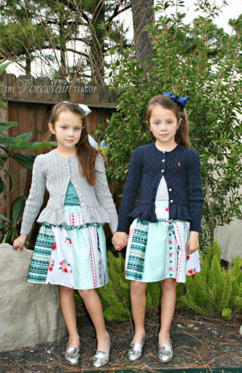 Polly's Drop Waist Skirt. PDF sewing patterns for girls sizes 2t-12 image 3