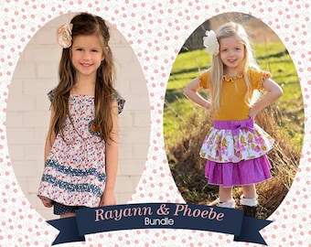 PAKET: Rayann's Retro Top / Kleid & Phoebe's Drop Waist Dress. PDF-Schnittmuster für Kleinkind Mädchen Größen 2t - 12.