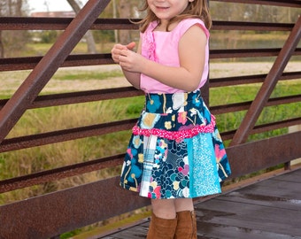 Polly's Drop Waist Skirt. PDF sewing patterns for girls sizes 2t-12
