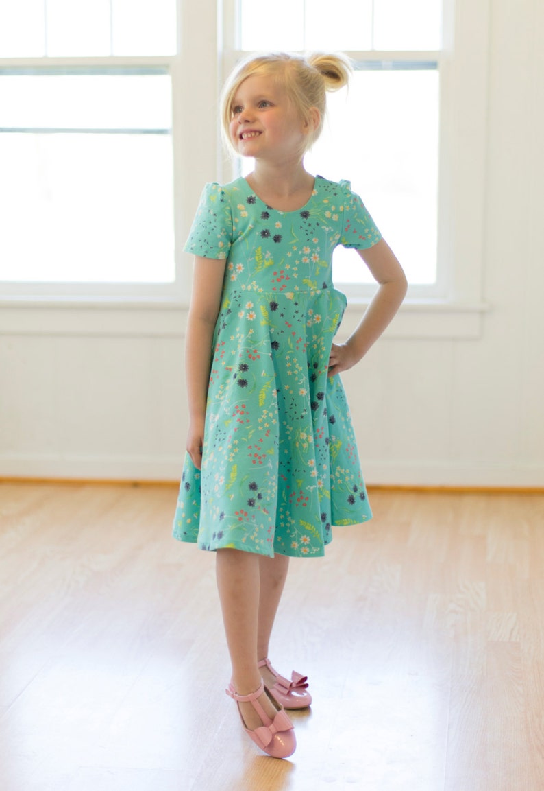 Adelyn's Scoop back knit/ woven tunic and dress. PDF sewing pattern for toddler girl sizes 2t 12. image 2