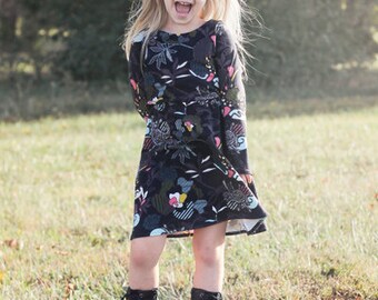 Saige's Boatneck Knit Dress. PDF sewing pattern for toddler girl sizes 2t - 12.
