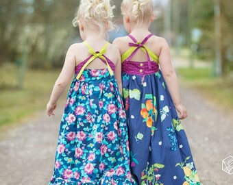 Callie's Tie Back Top & Dress. Downloadable PDF Sewing Pattern for Girls and Toddler Sizes 2T-12