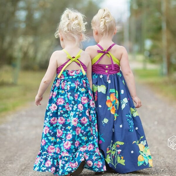 Callie's Tie Back Top & Dress. Downloadable PDF Sewing Pattern for Girls and Toddler Sizes 2T-12