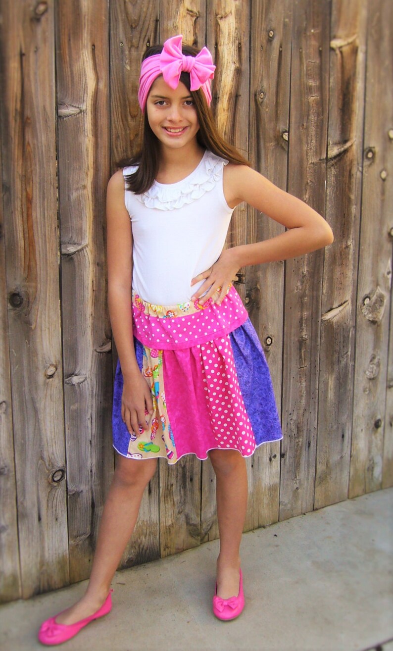 Polly's Drop Waist Skirt. PDF sewing patterns for girls sizes 2t-12 image 5