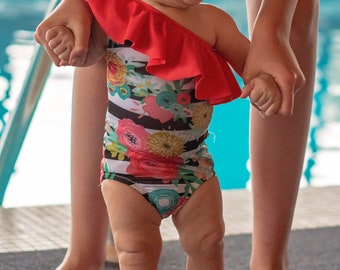 Baby Elise One Shoulder Swimsuit and Tankini. PDF Sewing