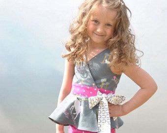 Megan's Wrap Top & Dress. PDF sewing pattern for toddler girl sizes 2t - 12.