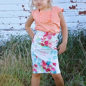 Penny's Pencil & Flounce Skirt . PDF sewing pattern for toddler girl sizes 2t - 12.