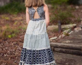 Mia's Tieback Top, Dress & Maxi. PDF sewing pattern for toddler girl sizes 2t - 12.