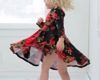 KNIT version Ayda&#39;s V back Peplum & Dress. PDF sewing pattern for toddler girl sizes 2t - 12.