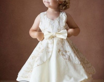Kinley's Cascading Flounce Top & Dress. PDF sewing pattern for toddler girl sizes 2t - 12.