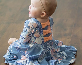 BABY Aria's Bow Back Top & Dress.  PDF Downloadable sewing patterns for Baby sizes NB-24M