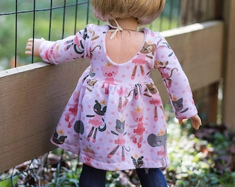 Dolly Adelyn. PDF downloadable sewing pattern for DOLLS American Girl, Wellie Wishers, Bitty Baby, 14, 15 & 18 inch.