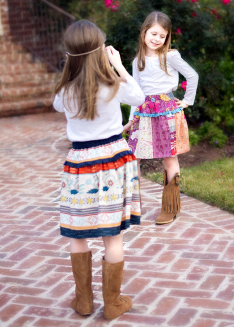 Polly's Drop Waist Skirt. PDF sewing patterns for girls sizes 2t-12 image 4