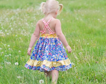 Cora's Wave pleat bodice Top, Dress & Maxi. PDF sewing pattern for toddler girl sizes 2t - 12.