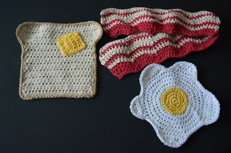 PATTERN Bacon Eggs and Toast Crochet All 3 Available in One | Etsy