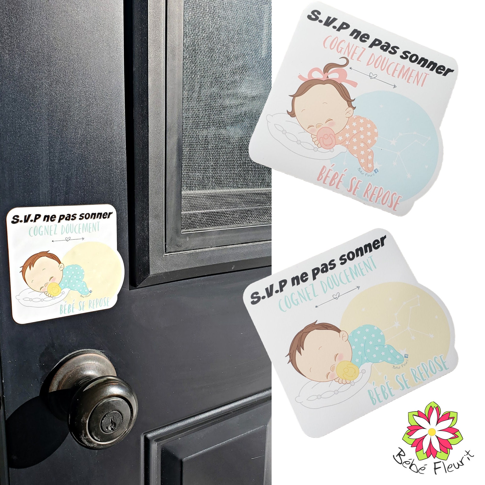 Svp Ne Pas Sonner Bebe Dort Aimant De Porte Cadeau Etsy
