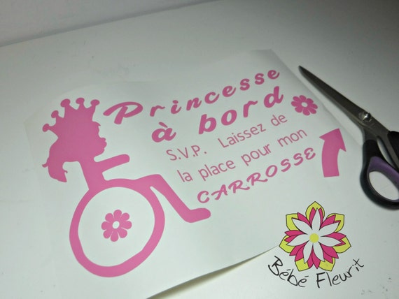 Stickers Autocollant handicapé place fauteuil roulant enfant humour  princesse
