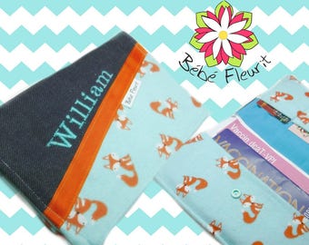 Immunization booklet health cover personnalized prénom fox flanel