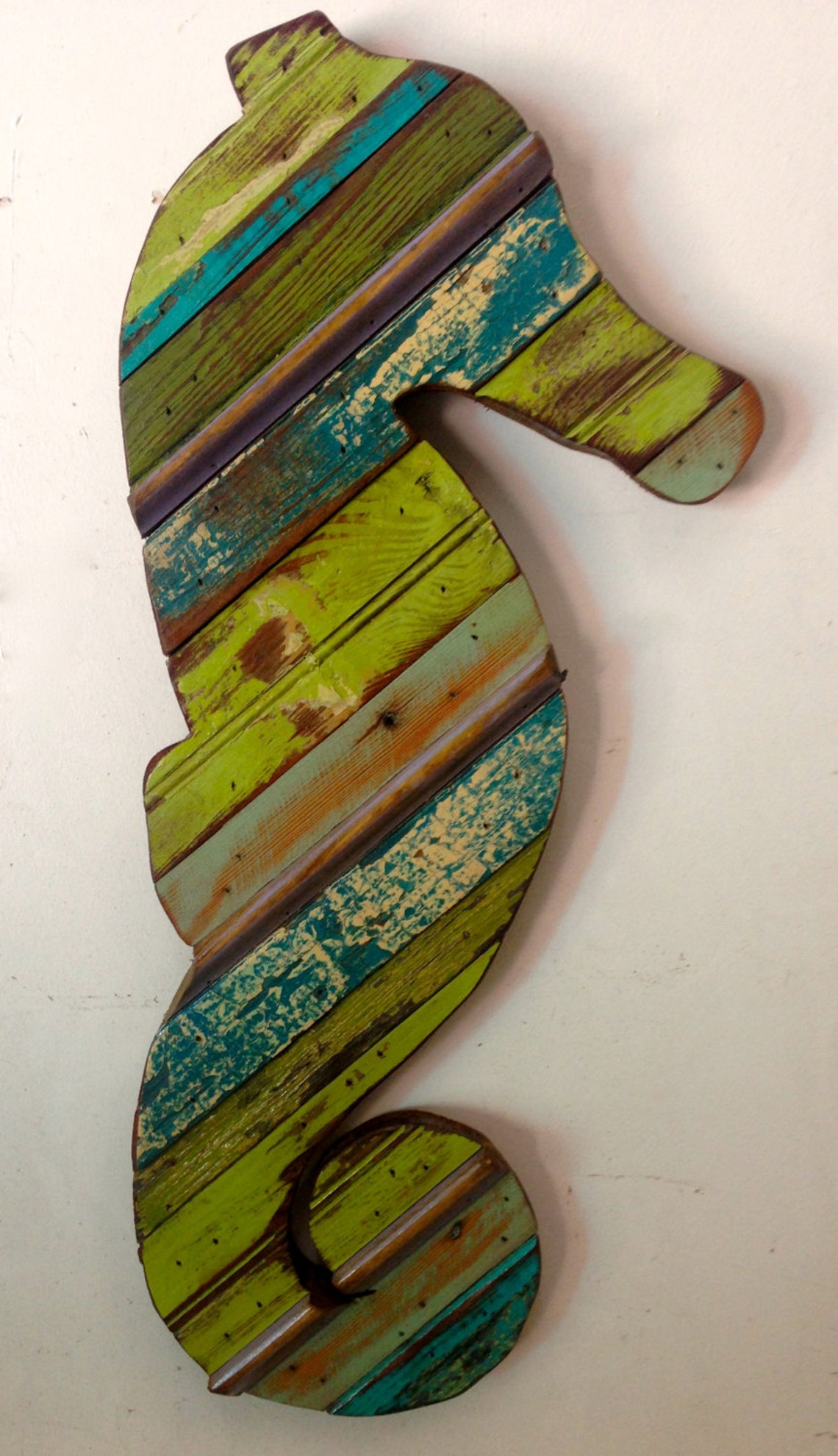 Reclaimed Wood Sea Horse Wall Sculture Etsy