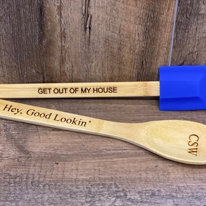 Personalized Kitchen Utensils, Custom Cooking Tools, Engraved Wooden Spoon, Unique Cooking Utensils, House Warming, Birthday gift for mom