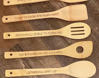 Personalized Funny  Wooden Spoon Set,Custom Kitchen Spoons,Funny Spoon Sayings,Engraved gifts