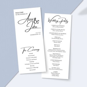Customizable Wedding Program Template Canva Template Easy to edit