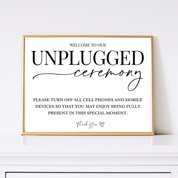 Unplugged Ceremony Sign | Printable Wedding Sign | Digital Download | Instant Download | Ceremony Decor | Wedding Decor | DIY Sign