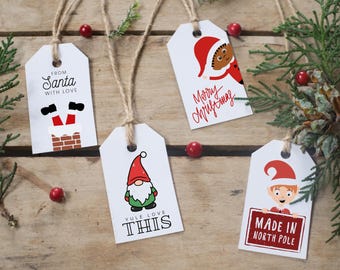 Printable Gift Tags – 8 Assorted Holiday Designs, Christmas Tags (Instant Download)