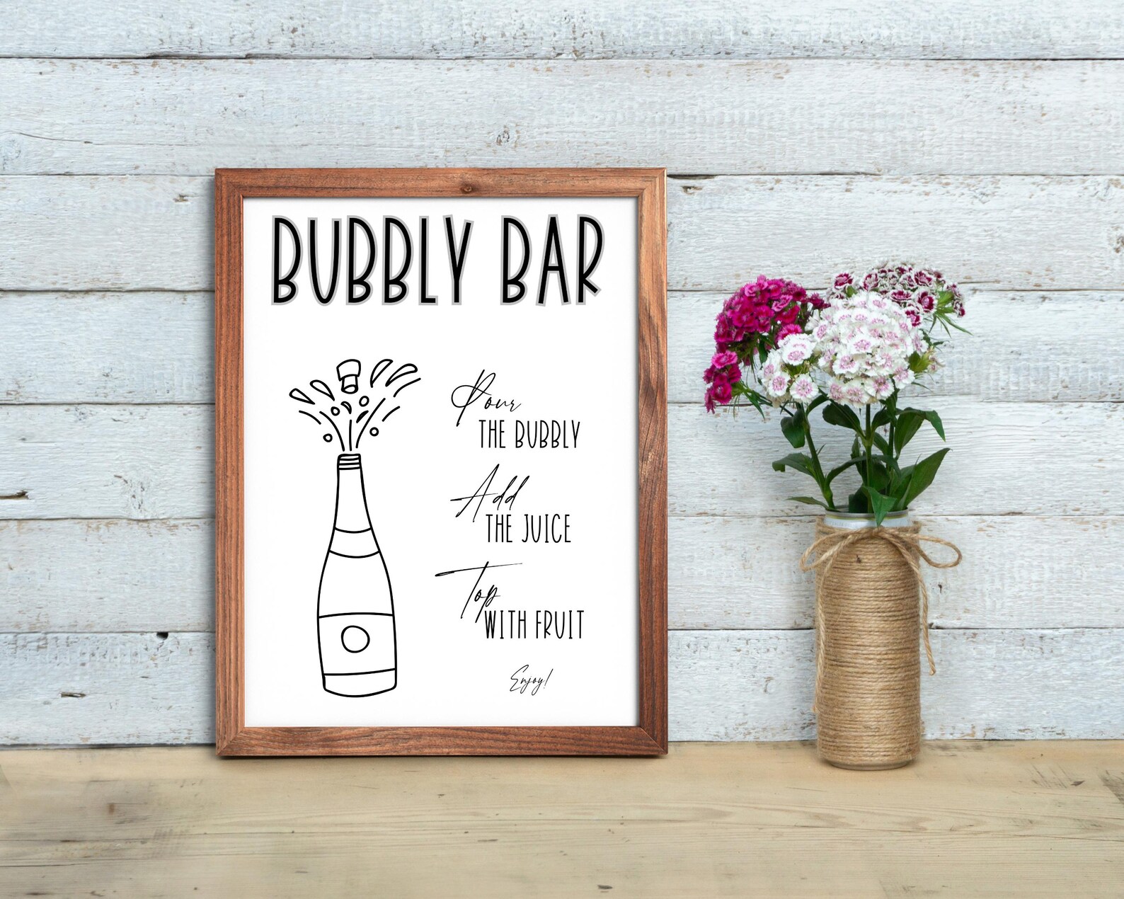 Printable Bubbly Bar Sign Mimosa Bar Champagne Bar Sign Printable ...