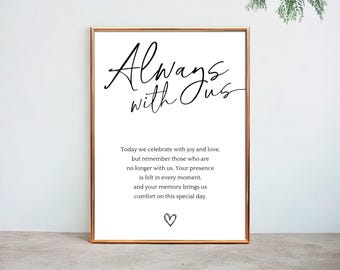 In Loving Memory Sign, Wedding Memorial Table Decor, Always With Us (Digital Download)