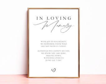 In Loving Memory Wedding Sign, Elegant Memorial Table Decor (Digital Download)