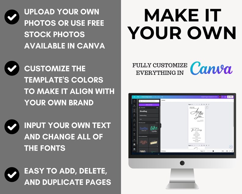 Customizable Wedding Program Template Canva Template Easy to edit Customizable Wedding Program Template Canva Template Easy to edit
