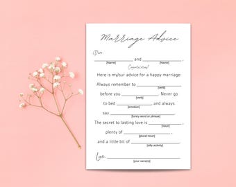 Wedding Mad Libs Game: Funny Marriage Advice, Guest Book Alternative (Digital Download)