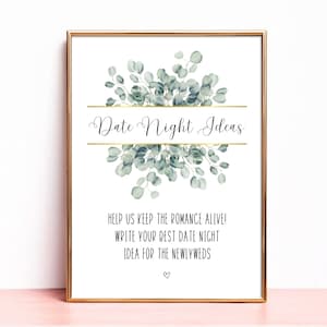 Printable Wedding Sign, Date Night Ideas, Wedding Decor, Digital Download, Instant Download, Table Sign, Wedding Reception Decorations