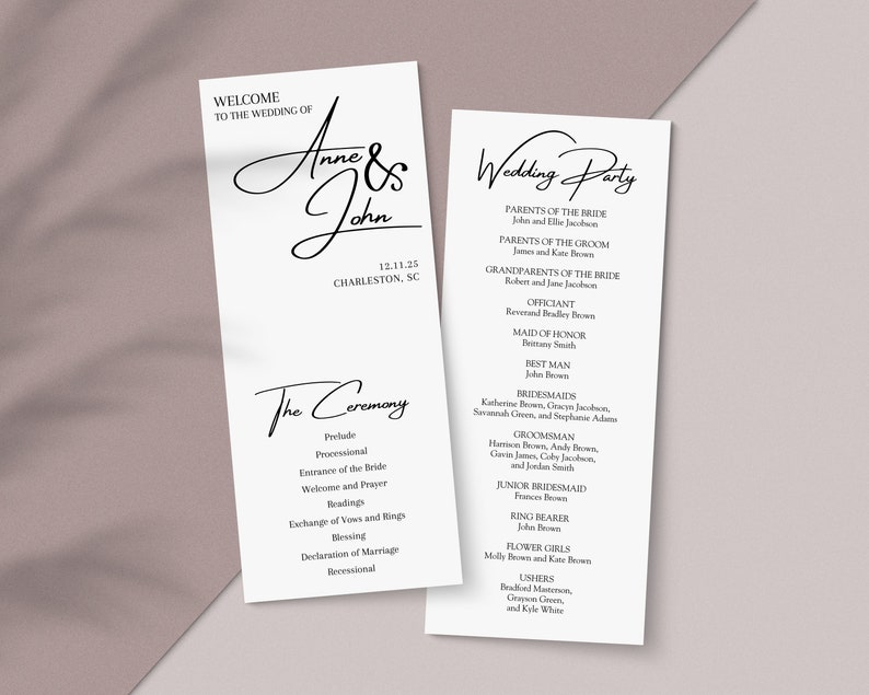 Customizable Wedding Program Template Canva Template Easy to edit Customizable Wedding Program Template Canva Template Easy to edit