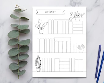 Printable Bookshelf Reading Tracker: Color-In Book Log (Digital Download)