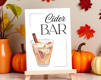 Printable Cider Bar Sign, Fall Party & Wedding Decor, Holiday Hosting (Digital Download)