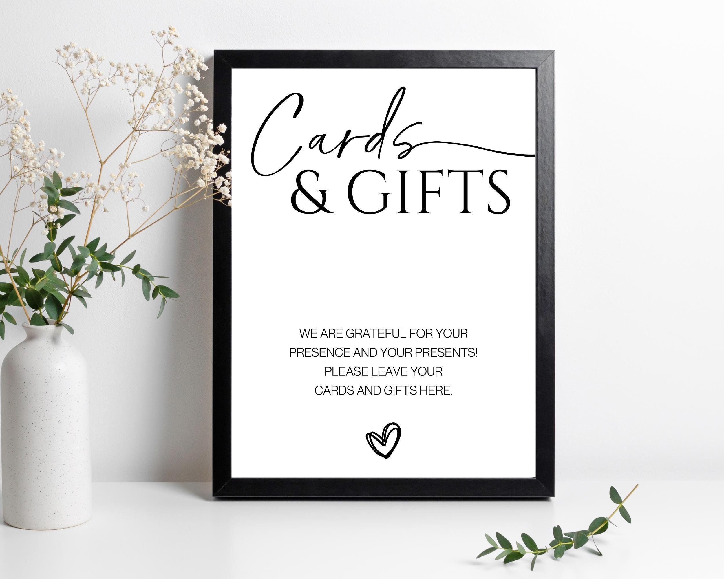 Cards and Gifts Wedding Sign, Printable Table Decor, Calligraphy ...